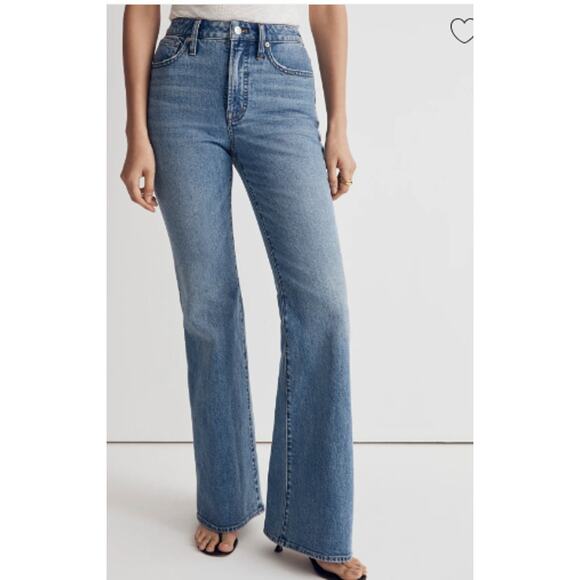 New Madewell W32 The Perfect Vintage Flare Jeans Blue Washed High Rise Pockets - Picture 1 of 13